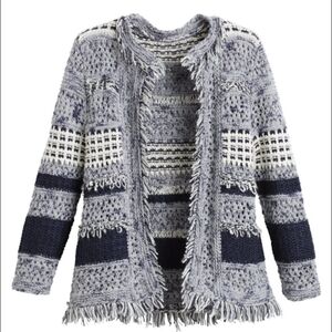 Chico's Fringe Detail Textured Cardigan